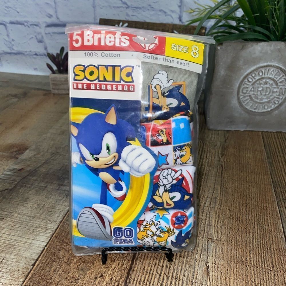 💜 Sonic the Hedgehog 4 Pack Boys Underwear Briefs Daily Essentials Size 8 NEW.